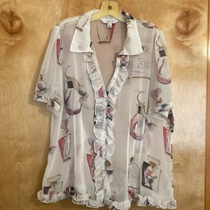Cabi Ruffled Short Sleeve Blouse